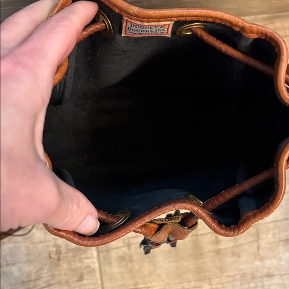 Dooney & Bourke Vintage All-Weather Leather Blue Drawstring Bucket Bag - Picture 5 of 8